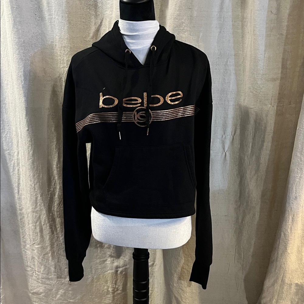 Bebe Black Hoodie with Gold Logo